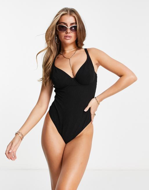 Underwire Swimsuit Black Fuller-Bust US 34G