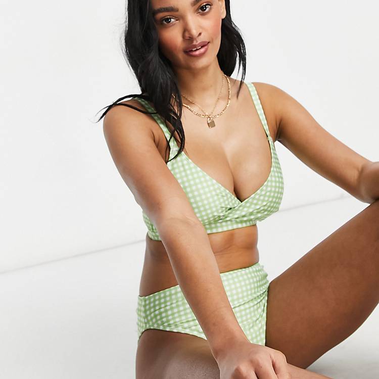 Peek & Beau Fuller Bust Exclusive triangle bikini top in green texture -  MGREEN