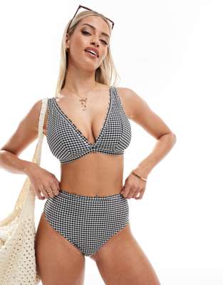 Peek & Beau Peek & Beau Fuller Bust high waist bikini bottom in black and white gingham