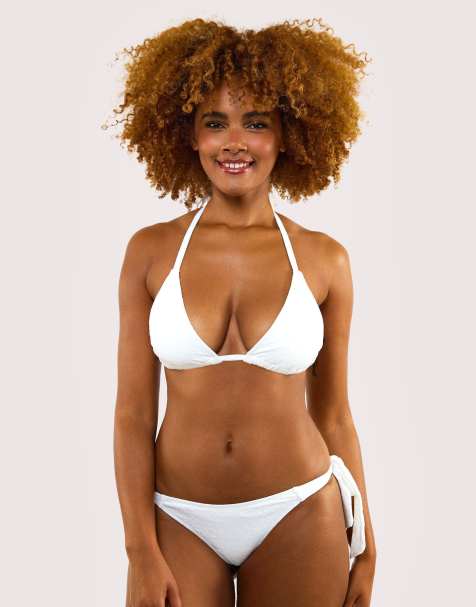 Peek & Beau fuller bust mix & match textured triangle bikini top and bottom set - view 1