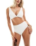 [Peek & Beau] Peek & Beau Fuller Bust scallop high apex triangle bikini top in white crinkle 8E-F WHITE