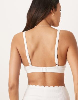 Peek & Beau Fuller Bust Scallop Triangle Bikini Top In White