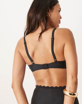 Peek & Beau Fuller Bust Scallop Underwire Bikini Top In Black