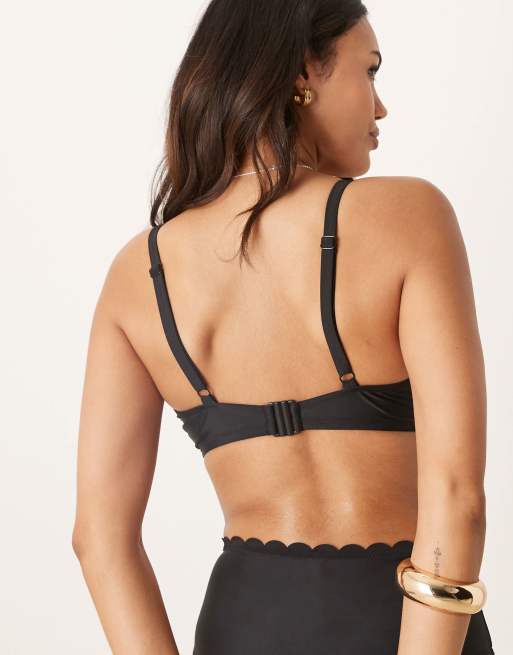 Peek & Beau Fuller Bust scallop underwire bikini top in black, 2 of 4