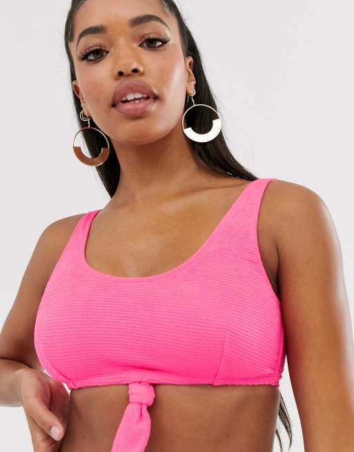 Peek & Beau Fuller Bust – Scrunch – Exklusives Bikinioberteil in Rosa, Körbchengröße D-F, 3 von 4