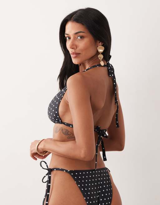 Peek & Beau – Gepunktetes Triangel-Bikinioberteil in Schwarz und Weiß, 3 von 4