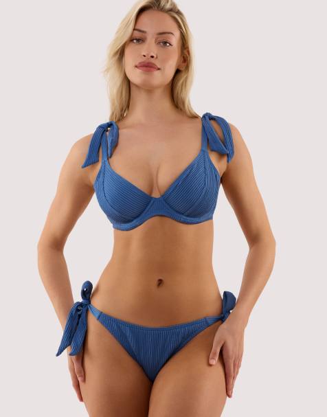 Peek & Beau Hattie blue crinkle bikini in blue - view 1