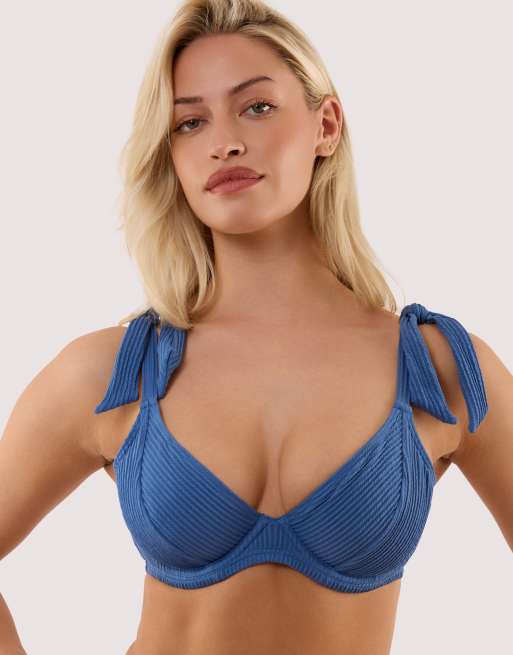 Peek & Beau Hattie blue crinkle bikini in blue, 3 of 3