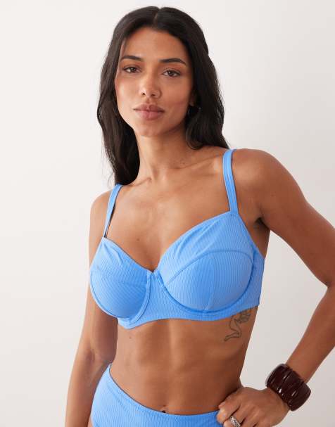 Peek & Beau - Haut de bikini texturé à armatures - Bleu - view 1