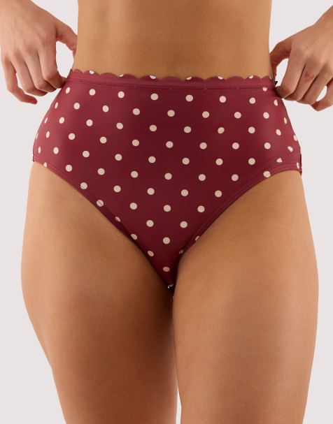 Peek & Beau Hazel wine spot high waist bikini brief in wine - view 1