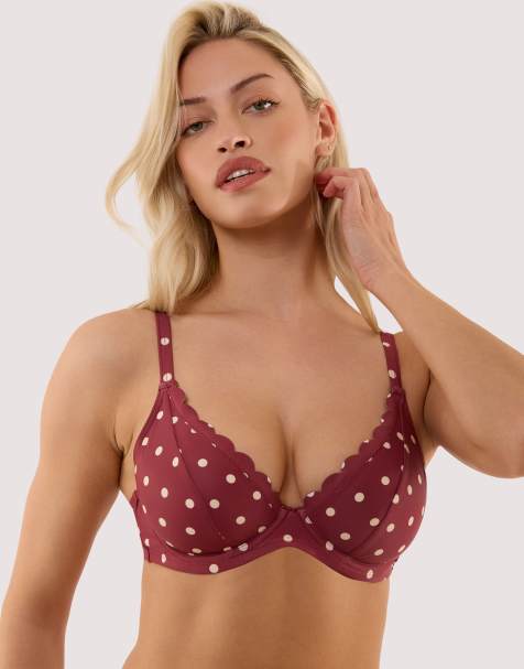 Peek & Beau Hazel wine spot underwired bikini top in wine - view 1