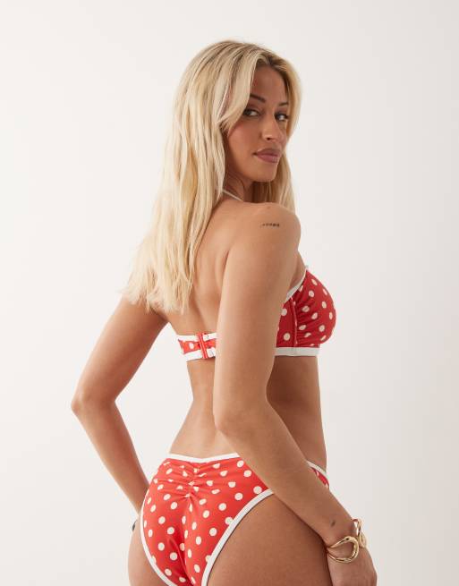 Peek & Beau high leg bikini bottom in red & white polka dot, 4 of 4