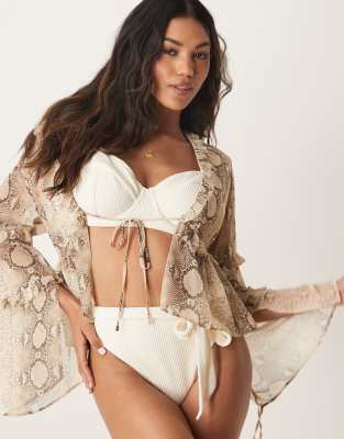 Peek & Beau High Waist Bikini Bottom With Bow Detail