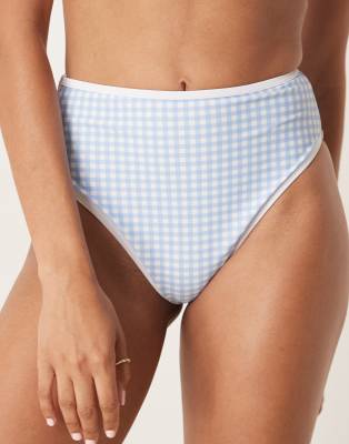 Peek & Beau High Waist Bikini Bottoms With Contrast Binding In Blue