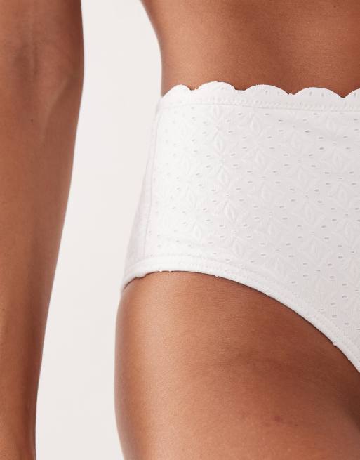 Peek & Beau - Højtaljede hvide bikinitrusser med broderie anglaise, 3 af 4
