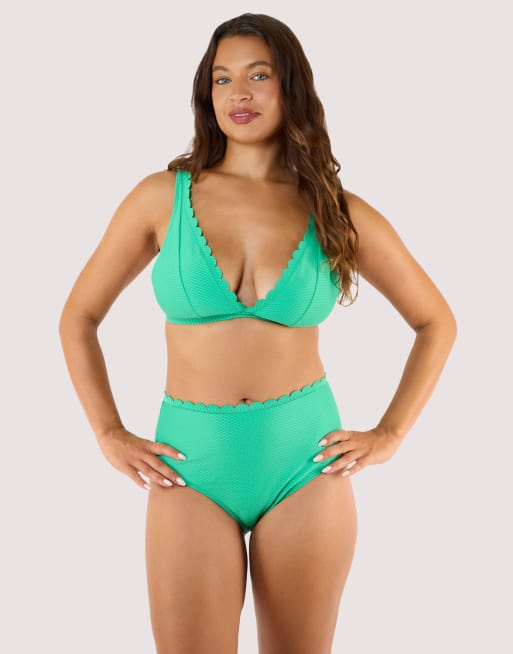 Peek & Beau Jade scallop high waist bikini brief in green