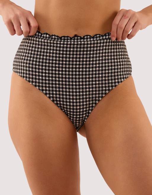 Peek & Beau Margot gingham scallop trim triangle bikini top and bottom set, 2 of 3