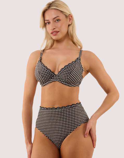 Peek & Beau Margot gingham scallop trim underwire bikini top and bottom set - view 1