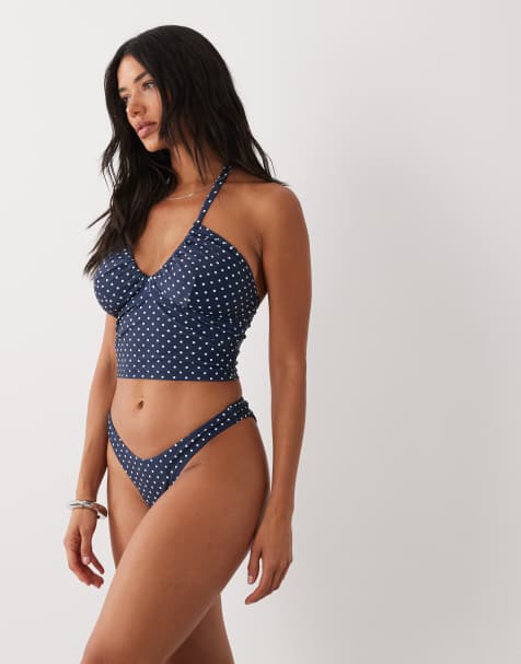 Peek & Beau – Marinblå, prickig tankini-topp - view 1