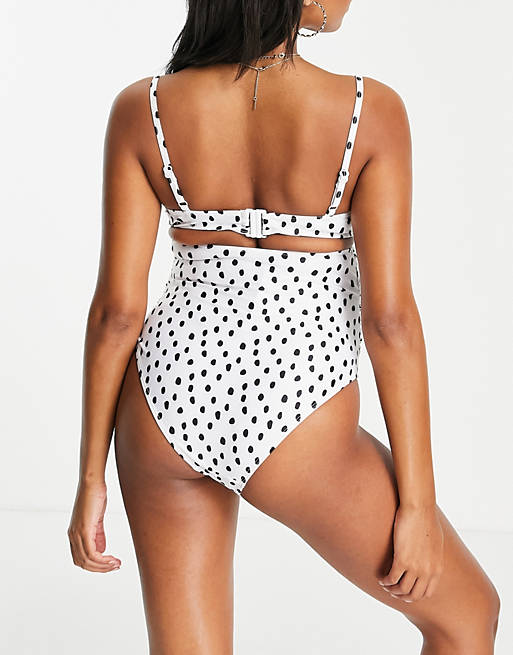 Women Peek & Beau Maternity Exclusive cut out swimsuit in polka dot 