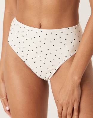 Peek & Beau Mini Polka Dot High Waist Bikini Bottom In White