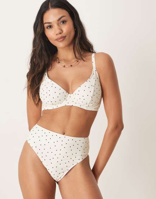 Peek & Beau mini polka dot underwire bikini top in cream and black, 3 of 4