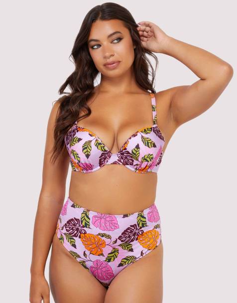 Peek & Beau mix & match palm print bikini in pink - view 1