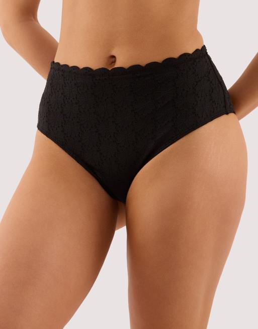 Peek & Beau Nikki black broderie scallop high apex bikini top and bottom set and bottom set, 3 of 3