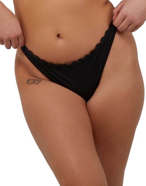 Peek & Beau Peek & beau exclusive mix and match scallop high leg bikini bottom in black - view 1