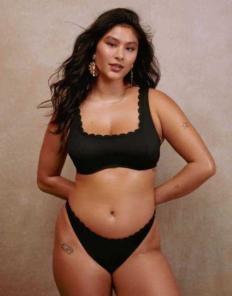 Peek & Beau Peek & beau fb excl scallop crop bikini top in multi - view 1