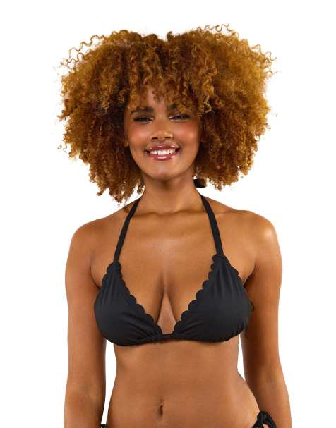 Peek & Beau Peek & beau fuller bust mix & match scallop triangle bikini top in in black - view 1