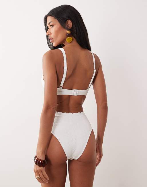 Peek & Beau plunge bikini top in white broderie, 4 of 4