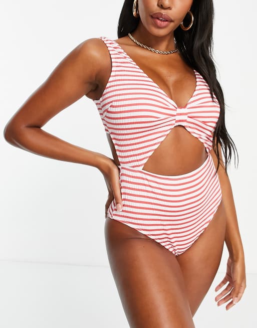 Peek & Beau - Poitrines généreuses - Exclusivité - Maillot 1 pièce texturé - Rayures rouges, 3 de 4