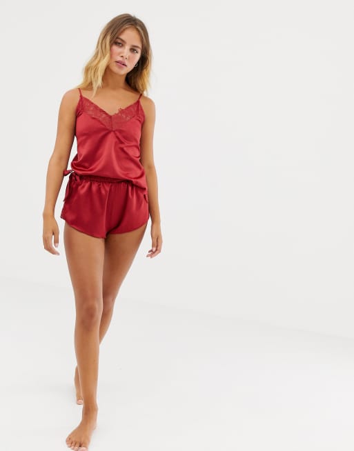 Peek Beau rosie red satin pyjama set