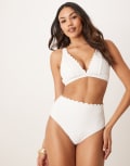 [Peek & Beau] Peek & Beau scallop high waist bikini bottoms in white 16 White