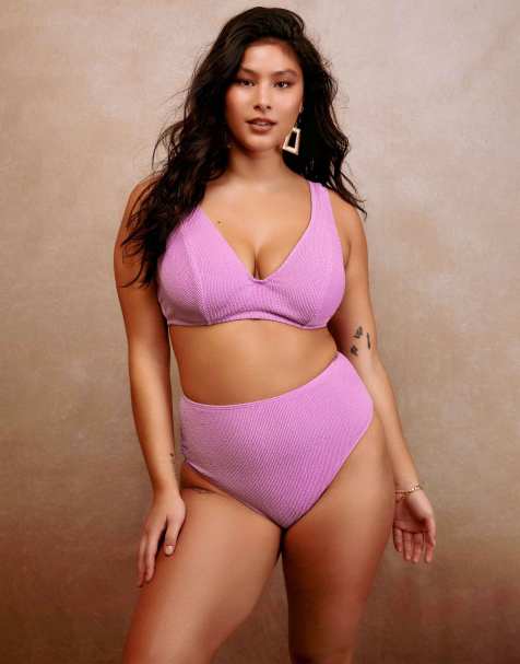 Peek & Beau scrunch hidden underwire bikini top in lilac - view 1