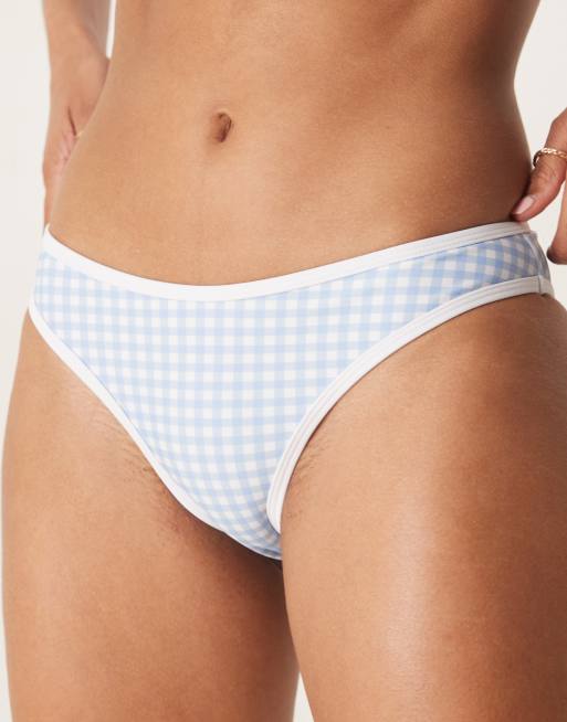 Peek & Beau - Slip bikini blu a quadretti con profili a contrasto, 2 di 4