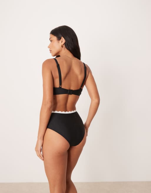 Peek & Beau – Svart bikiniunderdel med hög midja och kontrastfärgad uddkant, 4 av 4