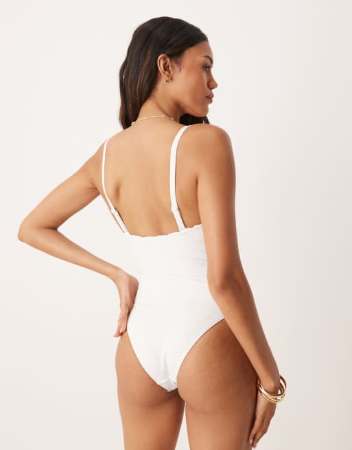 Peek & Beau swimsuit with textured dot detail in white
