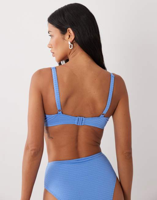 Peek & Beau textured underwire bikini top in blue, 3 of 4