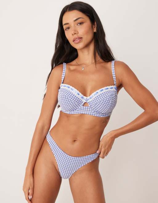 Peek & Beau - Top bikini con ferretto blu a quadretti, 2 di 4