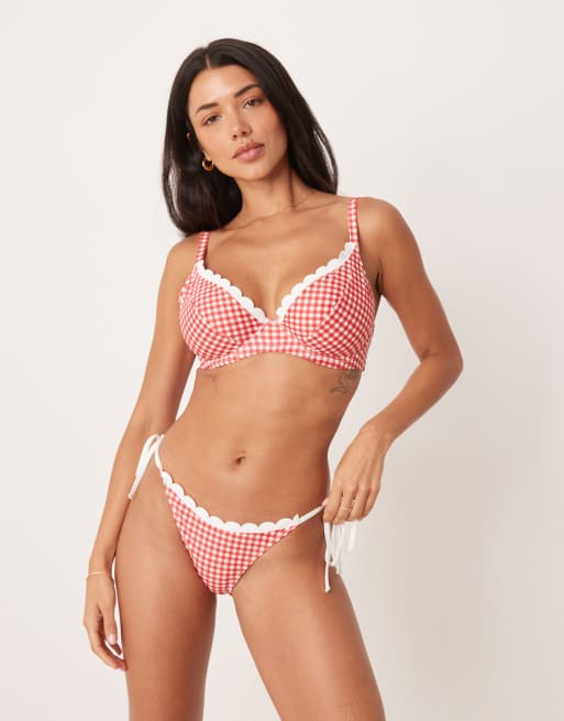 Peek & Beau - Top bikini con ferretto rosso a quadretti, 4 di 4