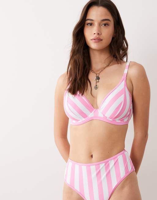 Peek & Beau - Top bikini rosa a righe con ferretto, 4 di 4