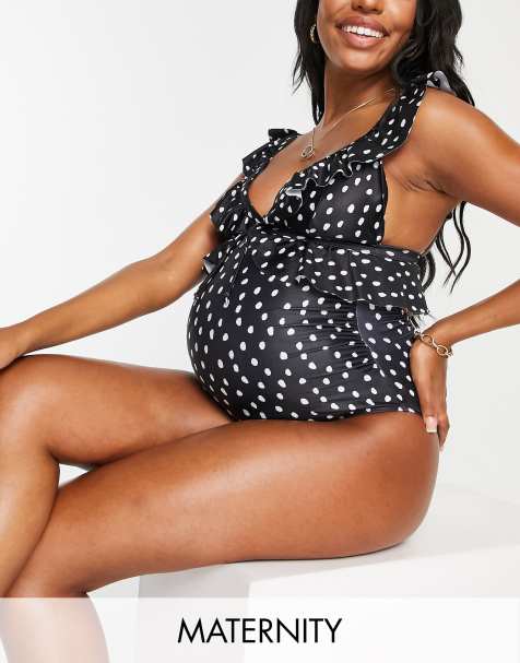 Peek & Beau – Umstandsmode – Exklusiver Badeanzug mit Rüschendetail und Punktemuster - view 1