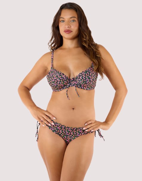 Peek & Beau Vera ditsy scallop brief in black - view 1