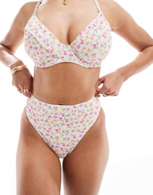 Peek & Beau - Vollere buste - Bikinibroekje met hoge taille en fijne bloemenprint 