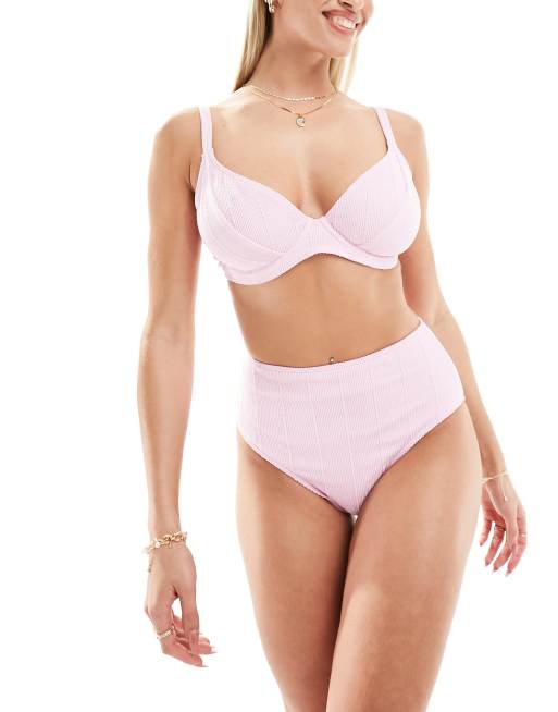 Peek & Beau - Vollere buste - Bikinitopje met beugel in roze kreukelstof 