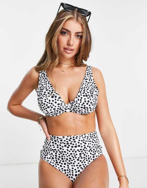 Peek & Beau - Vollere buste - Exclusive - Mix en match bikinitop met beugel in stippenprint in wit, 4 van 4