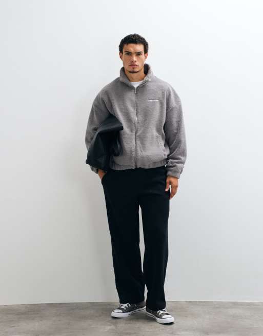 Pegador alto teddy zip up fleece jacket in grey, 2 of 5