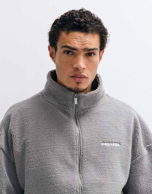 Pegador alto veste polaire zippée en teddy grise, 3 de 5